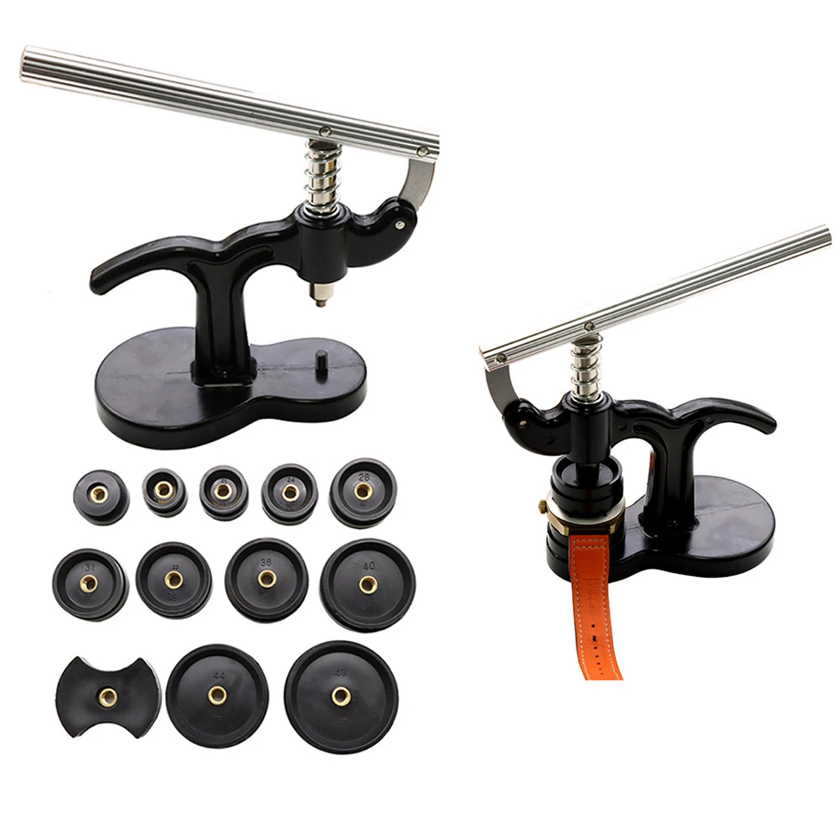 24Pcs Back Cover Press Watch Presser Repair Tools Kit Watch Back Cover Opener Press Tool for Close Watches with 12 Mould Sizes