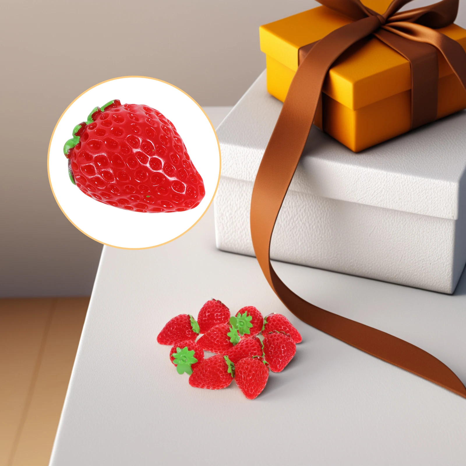 

10 Pcs Resin Strawberry Fruit Artificial Potted That Look Real Realistic Decorations Decorative Ornaments Office Fruits for