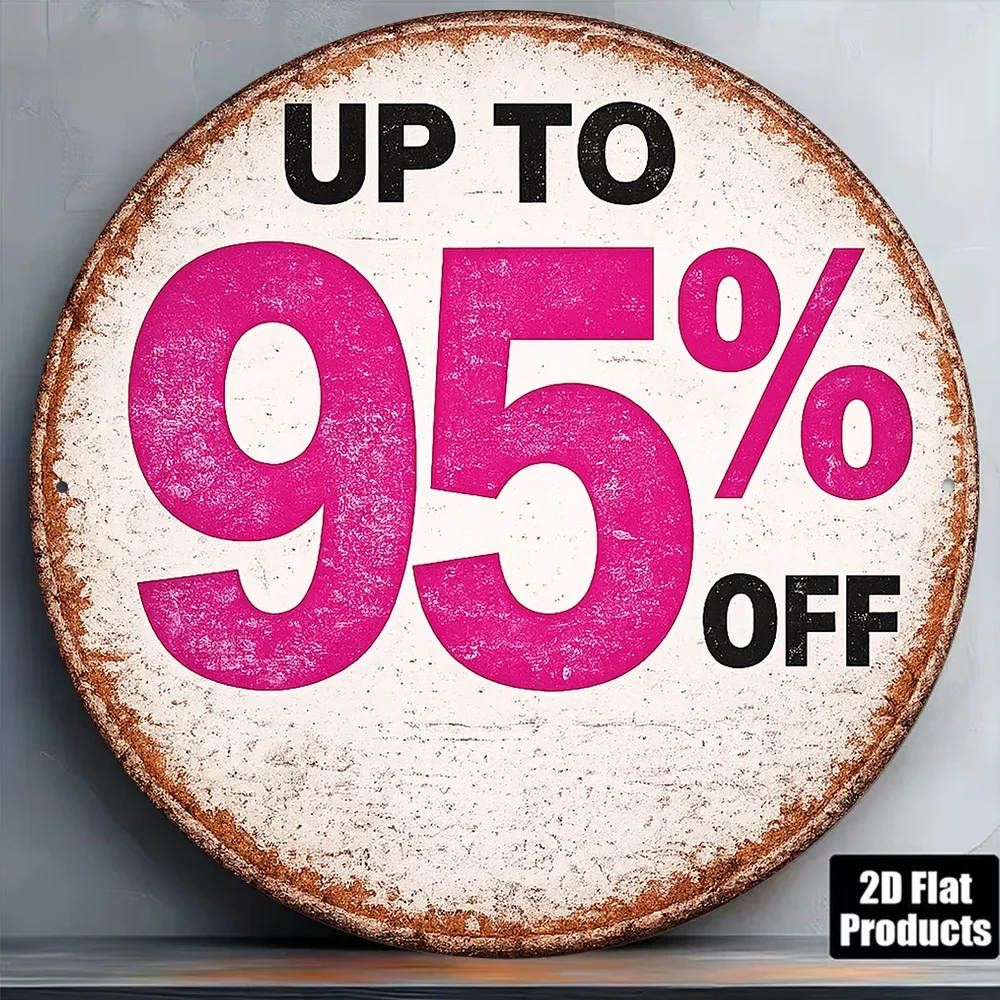 CIFBUY Vintage Retro Sale Discount Sign Aluminum Wall Art Waterproof Wear Resistant Round for Home Bar Restaurant Shop Decor Gif