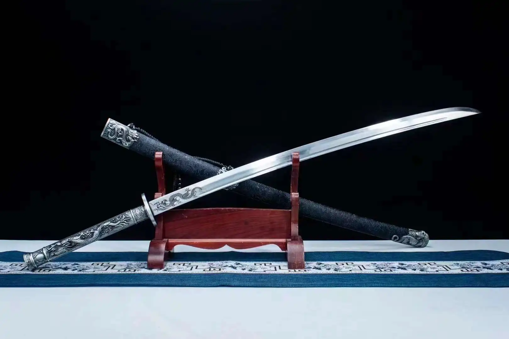 Dragon Loong Tiger Miao Dao Sword, Handmade Multi Refined High Manganese Steel Blade, Real Chinese Kungfu Battle Weapon, Unsharp