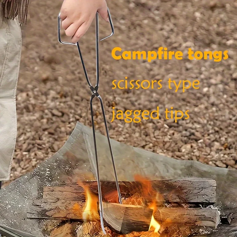 BBQ Charcoal Tongs, Long And Heat-Resistant Barbecue Carbon Clamp,Stainless Steel BBQ Tool for Food ,Wood Charcoal, Fire Pit