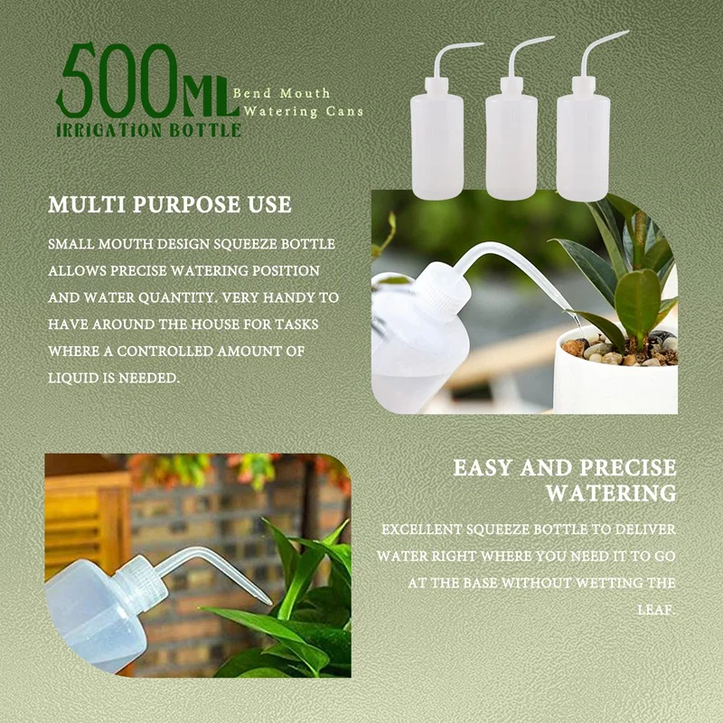 3Pcs Irrigation Bottle 500Ml 17Oz Indoor Plant Watering Can Water Squirt Bottle Plastic Rinse Bottle For Wash Tattoo