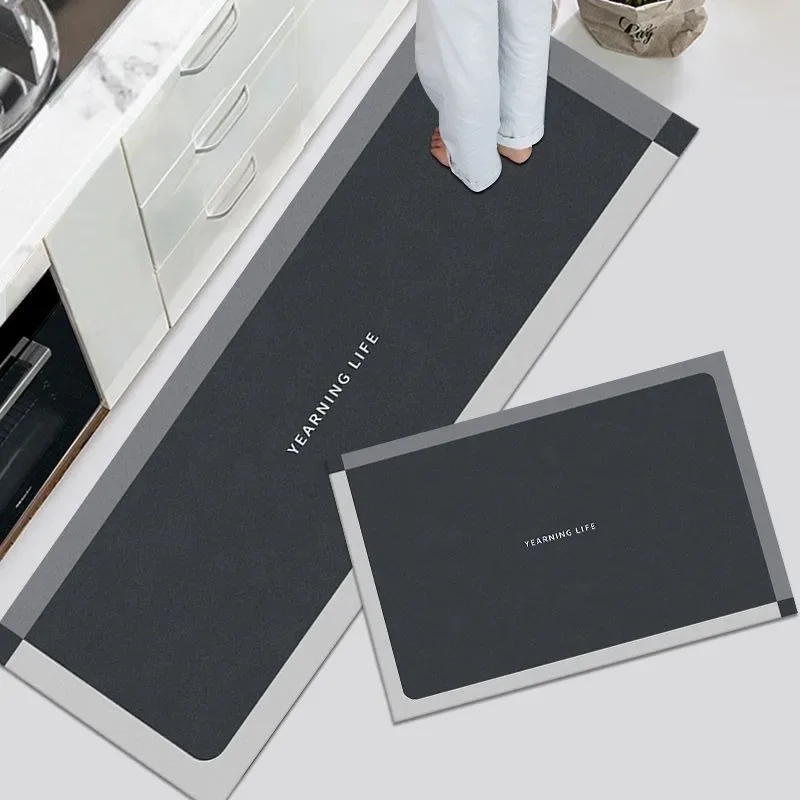 

PVC Kitchen Carpet Waterproof Non-slip Floor Mat Leather Anti-oil Mats Home Decoration Rug Dark Gray Alfombra De Cocina 주방 카펫