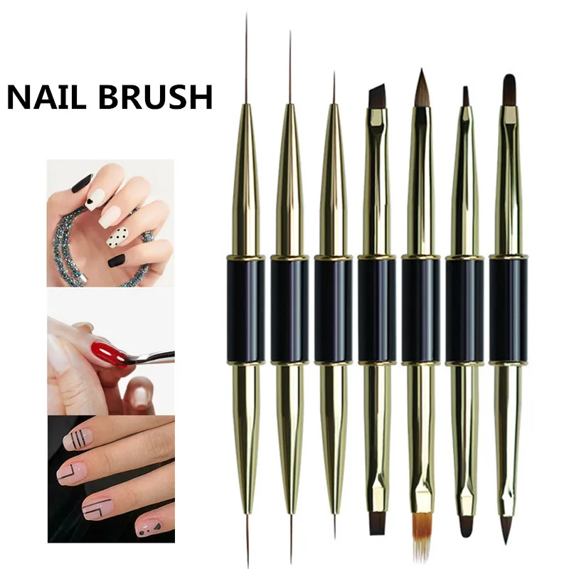 Dual End Nail Art Stripes Lines Liner DIY Painting Brush Liquid Powder Acrylic UV GEL Extension Builder French Drawing Pen