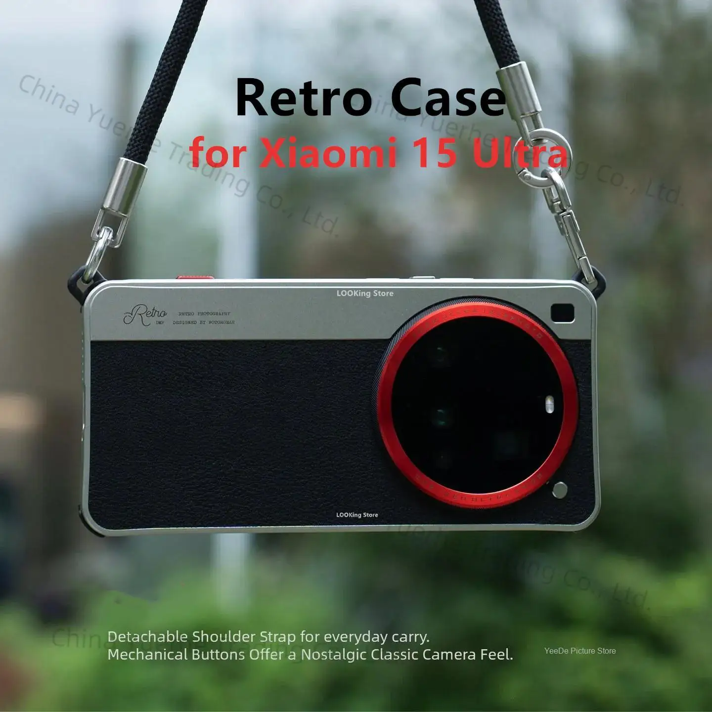 

Чехол для телефона Fotorgear в стиле ретро для Xiaomi 15, ультра-футляр для телефона с кнопкой затвора и креплением для холодной обуви/ремешком
