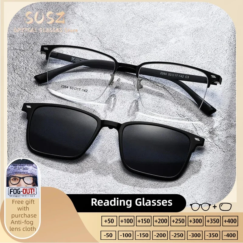 

SUSZ Fashion Classic Magnet Clip On Polarized Sunglasses Women Optical Anti Blue Ray Myopia Progressive Prescription Eyeglasses