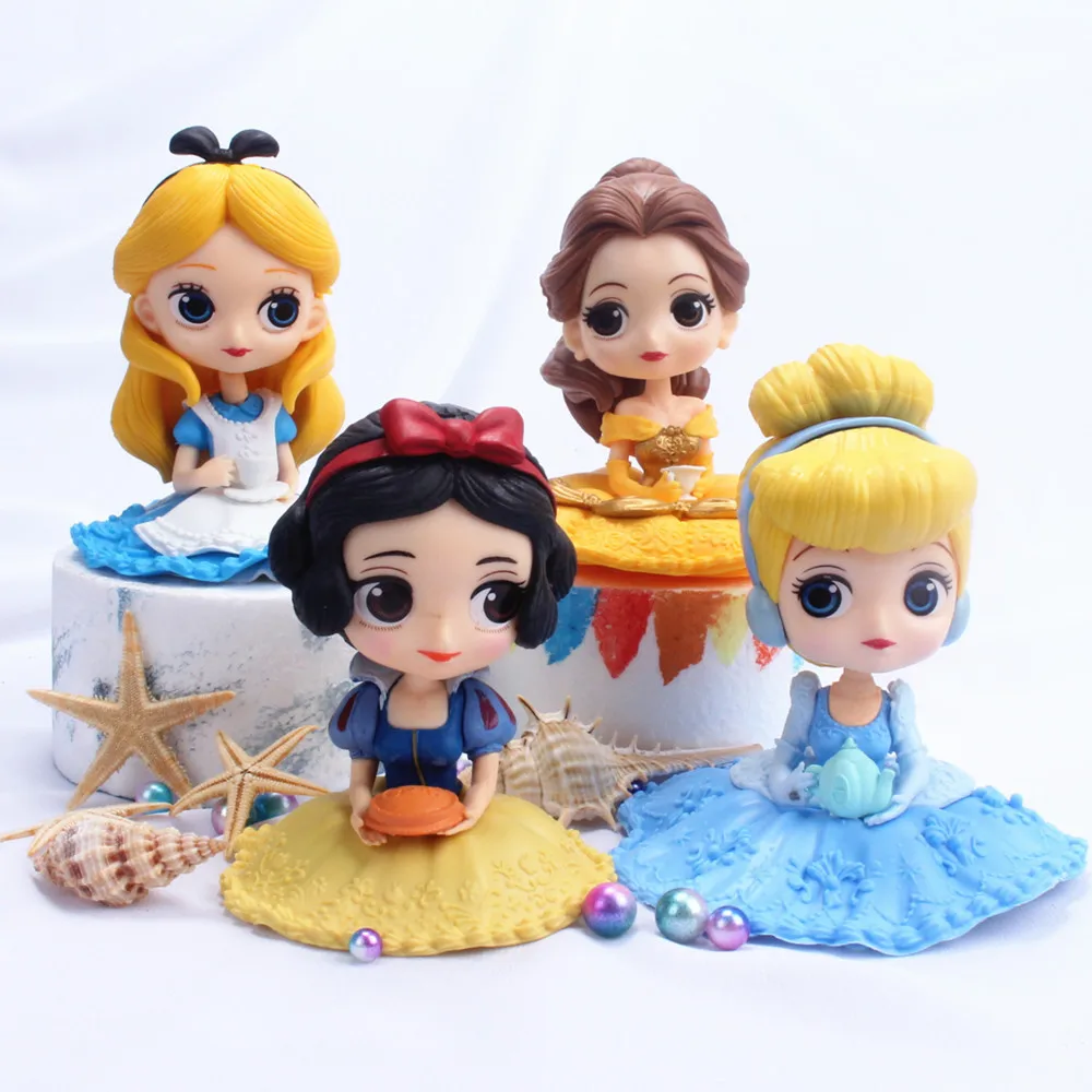 Kawaii Disney Princess Alice Sofia Snow White Cake Topper Decoration Collectible Ornament Model Doll For Girls Birthday Gift