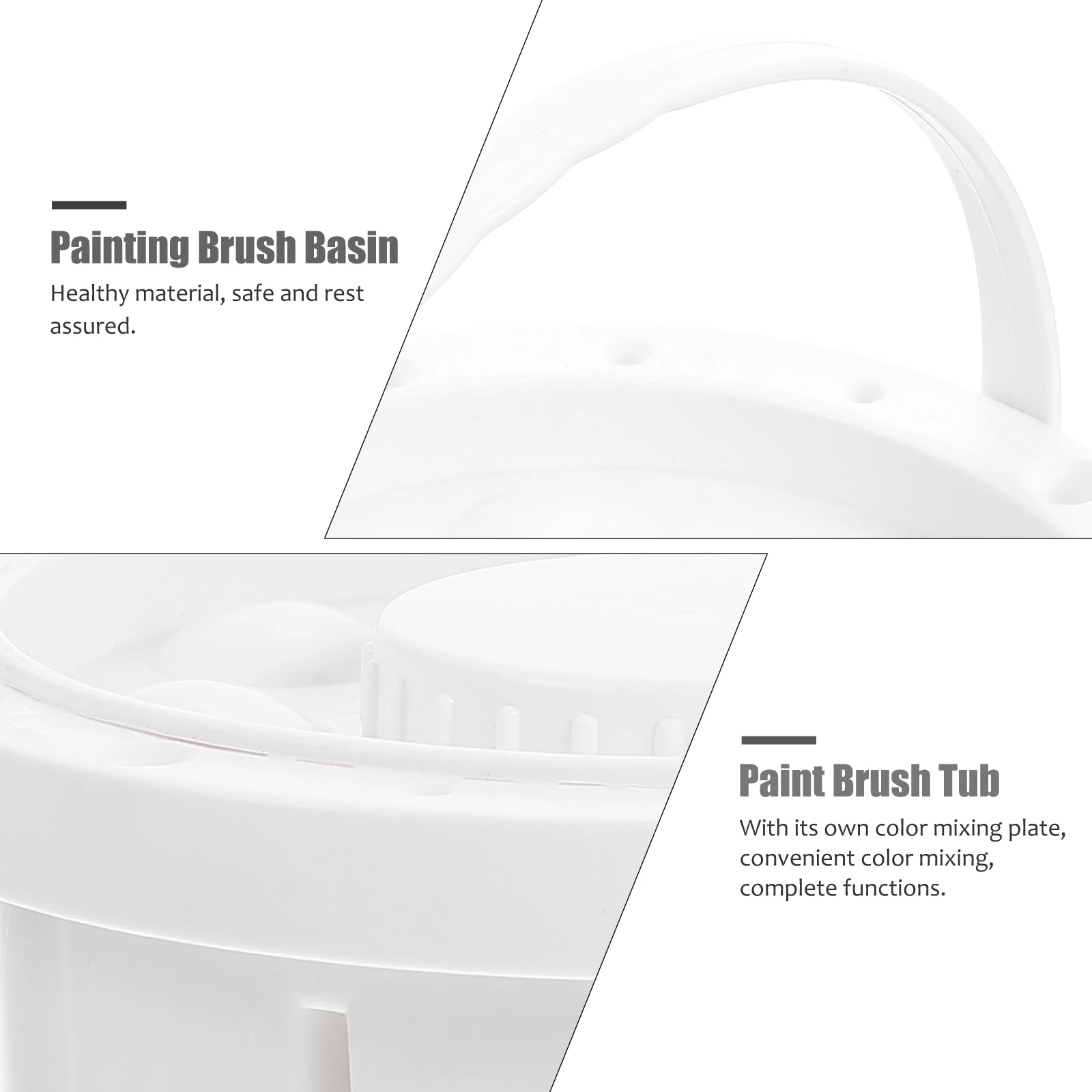 

Paint Brush Washer Cleaning Bucket White Supplies Multi functional Pen Holder Basin for Artist Beginner Kids Painting Tools