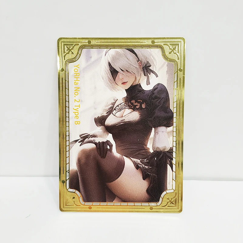 88 x63mm Diy Self Made Goddess Story Kochou Shinobu Makima Rem Collection Card Gold Metal Card Yuuki Asuna Anime Card Gift Toys