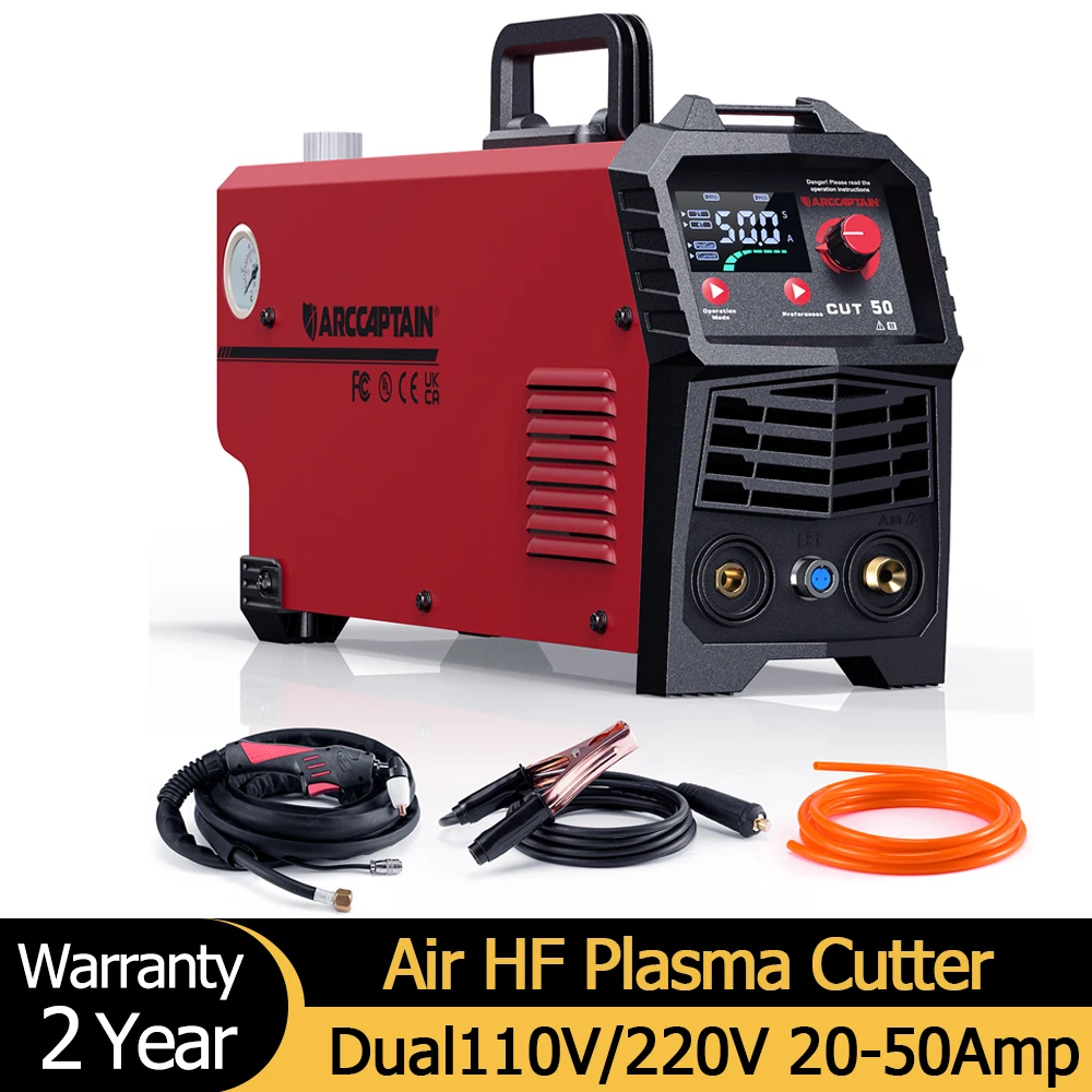 ARCCAPTAIN Air HF Plasma Cutter Dual 110V 220V DC Inverter 20-50Amp Synergic LED Display 2T 4T  For Household Cutting machine