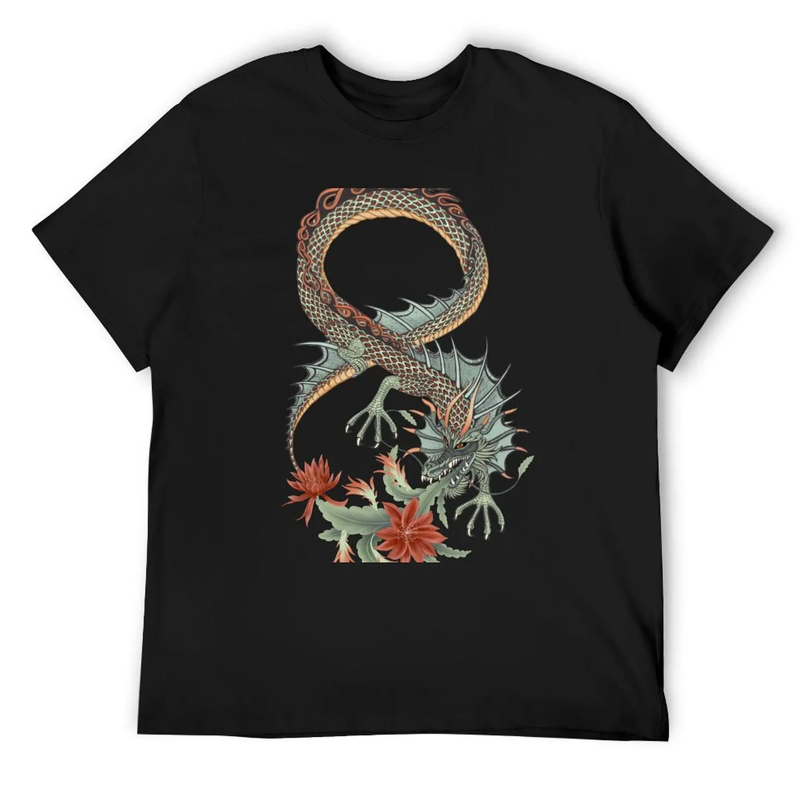 Botanical Dragon Eight T-Shirt quick-drying essential t shirt oversized graphic tee men clothing