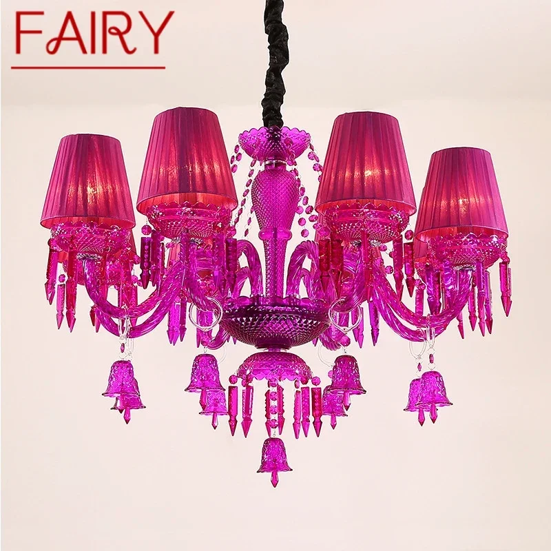 

FAIRY European Style Crystal Pendent Lamp Purple Candle Lamp Luxurious Living Room Restaurant Bedroom Clothing Store Chandelier