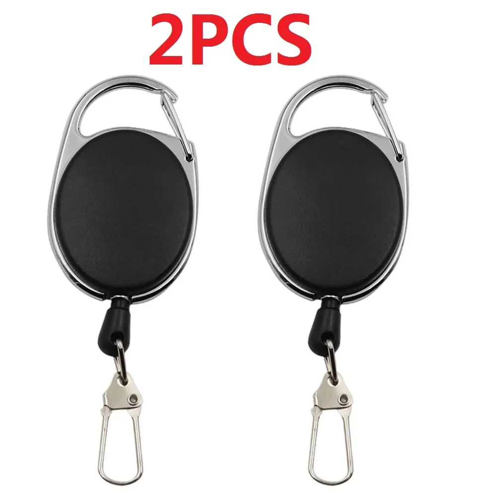 2/4pcs Retractable Key Chain Reel Badge Holder Fly Fishing Zinger Retractor with Quick Release Spring Clip Fishing Accessories