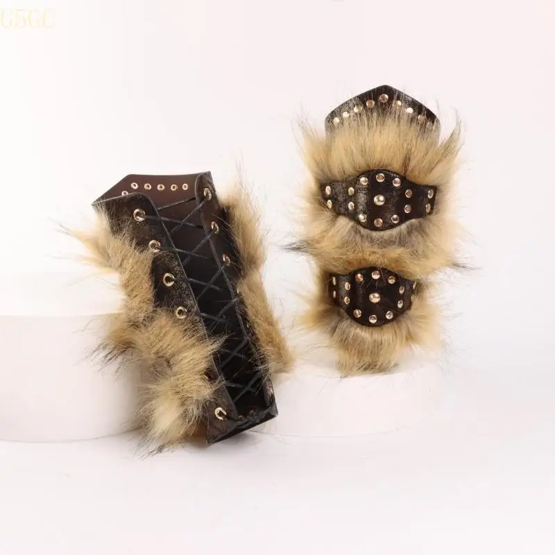 

G5GC Punk PU Leather Wrist Cuffs with Rivet Detailing Adjustable Wristbands for Festivals and Daily Wear Unisex Cuff Bracelet