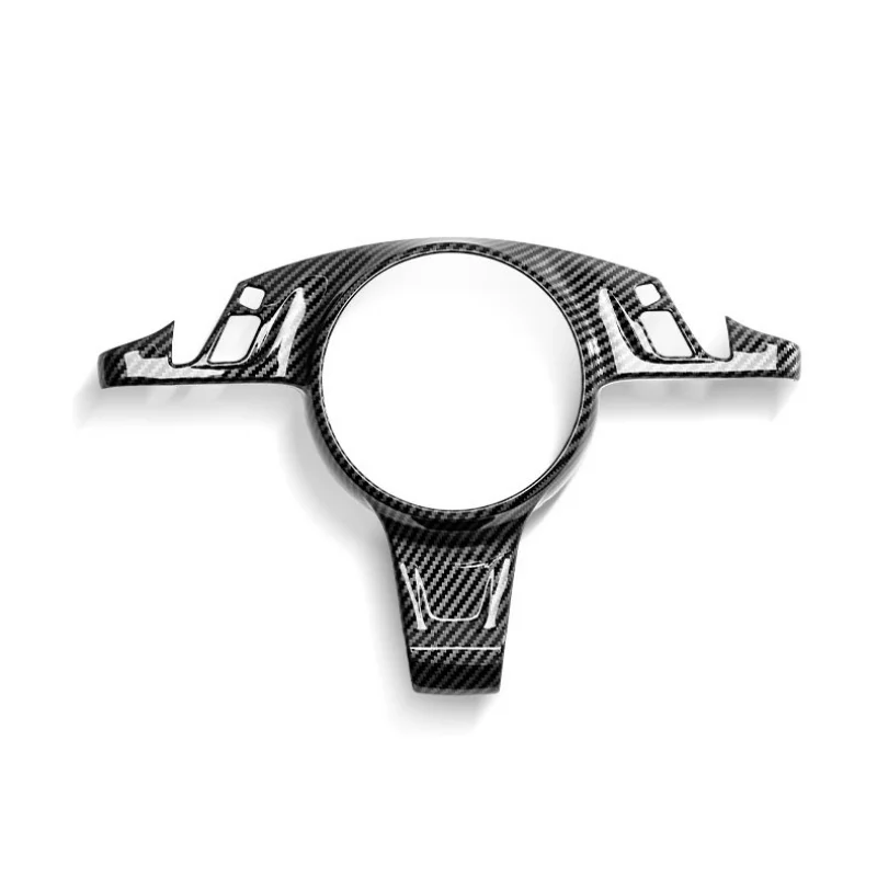 Car Carbon Fiber Steering Wheel Cover Frame Trim For Porsche Macan Cayenne Panamera 718 Taycan Interior Modification Decoration