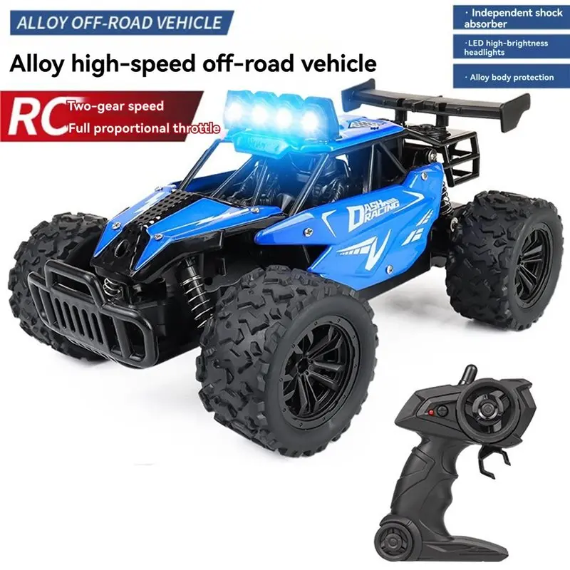 FBIL-RC 1:16 Scale Alloy Car 2WD Off-Road Remote Control Car With LED Lights And 20KM/H High-Speed For Kids Boys Girls Gift