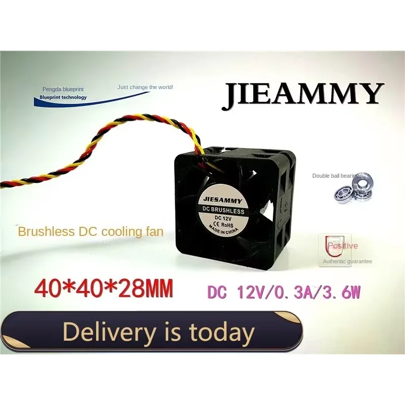 pa 40*40*28MM Jiesammy 4028 4cm 12V Double Ball Bearing DC High Turn 1U Server Cooling Fan