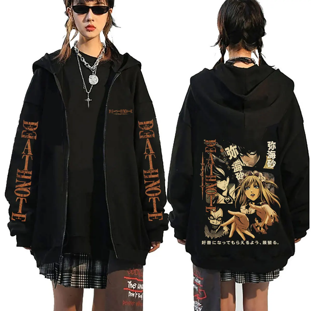 

Anime Death Note Light Yagami Misa Ryuk Zipper Hoodie Men Casual Oversized Zip Up Jacket Men's Manga Cosplay Zip Up Sweatshirt