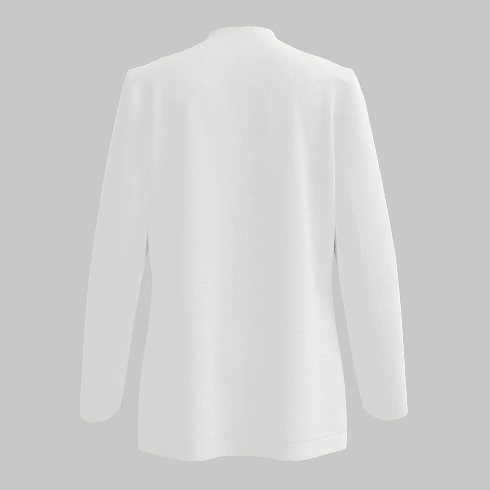 بليزرات موضة الربيع والصيف لائق بلون سادة وأكمام طويلة بغرز مفتوحة سترات مكتب سيدة للنساء