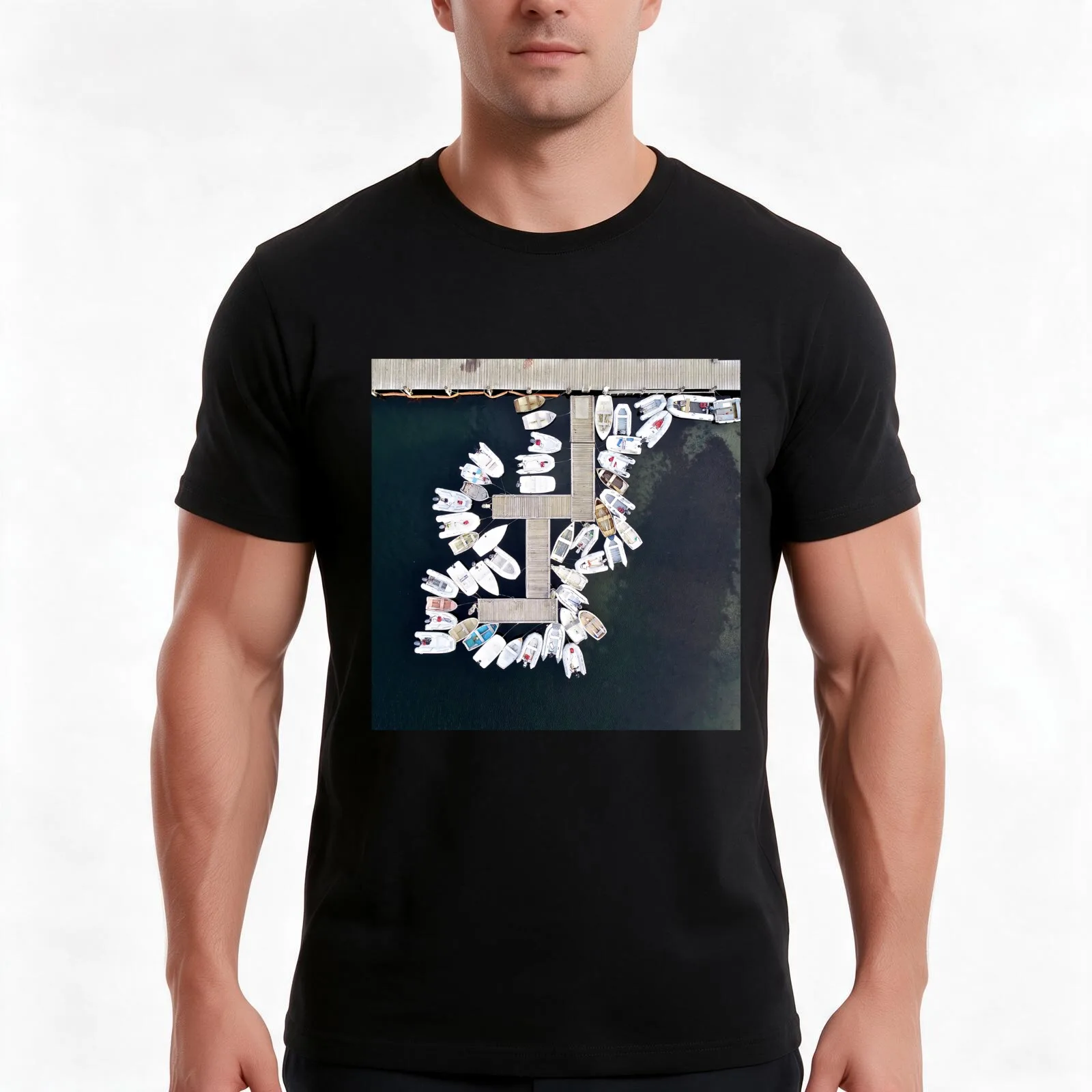 Dinghy Dock T-Shirt, Summer Casual Cotton Tee, Oversized Streetwear Tops, Vintage Graphic Print, Loose Fit Short Sleeve