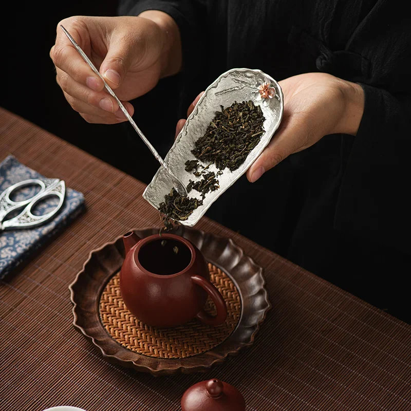 Handmade Tin Tea Spoon Three-Piece Set Chinese Zen Tea Spoon Scoop Kung Fu Tea Accessories