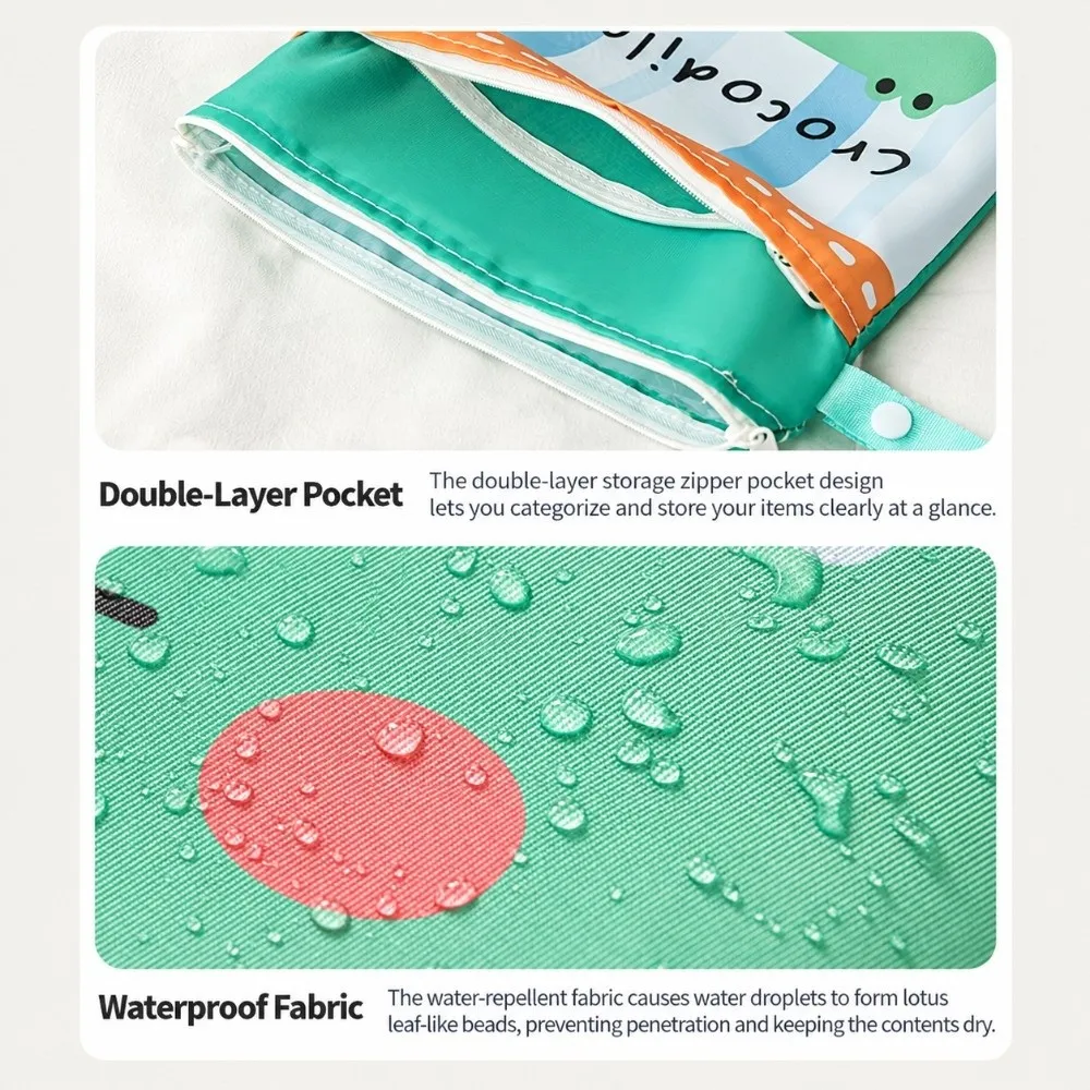 1Pc Cartoon Print Diaper Storage Bag Waterproof Portable Organizer Bag Double Layer Travel Bag Infant Clothes And Diapers