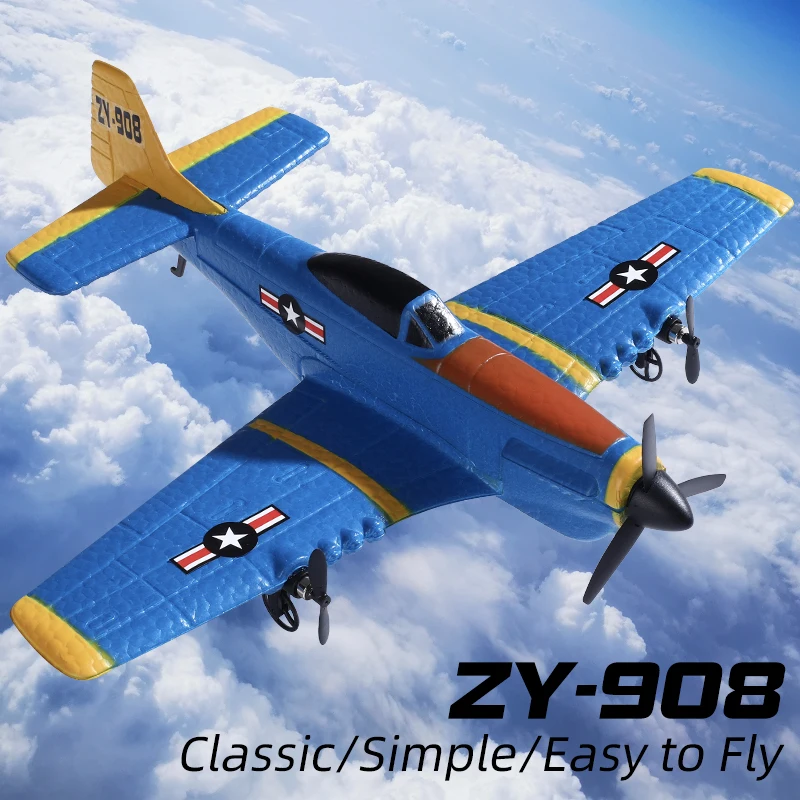 RC Aircraft ZY908 2.4G Radio Controlled Aircraft EPP Foam Aircraft Glider Flight Model P51D Mustang Fighter Birthday Gift