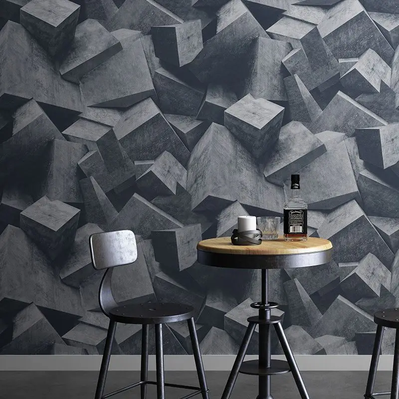 

Industrial Loft Cement 3D Grid Concrete Wallpaper Design Waterproof PVC Restaurant Coffee Shop Tea House papier peint