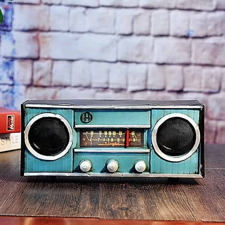 Retro old radio model creative wrought iron home soft decoration window display ornament photography props
