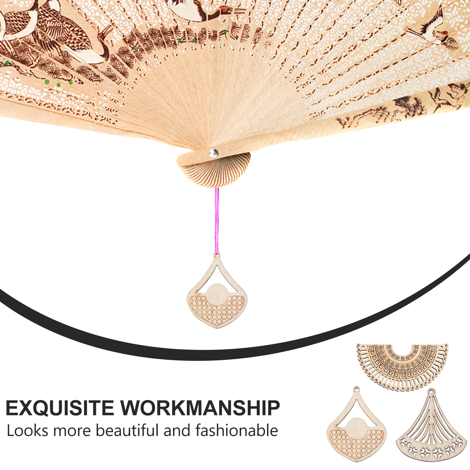 

60pcs Fan Shape Hollow Wood Earring Pendants Diy Jewelry Pendant Decorative For Party Wedding Festival Durable Lightweight