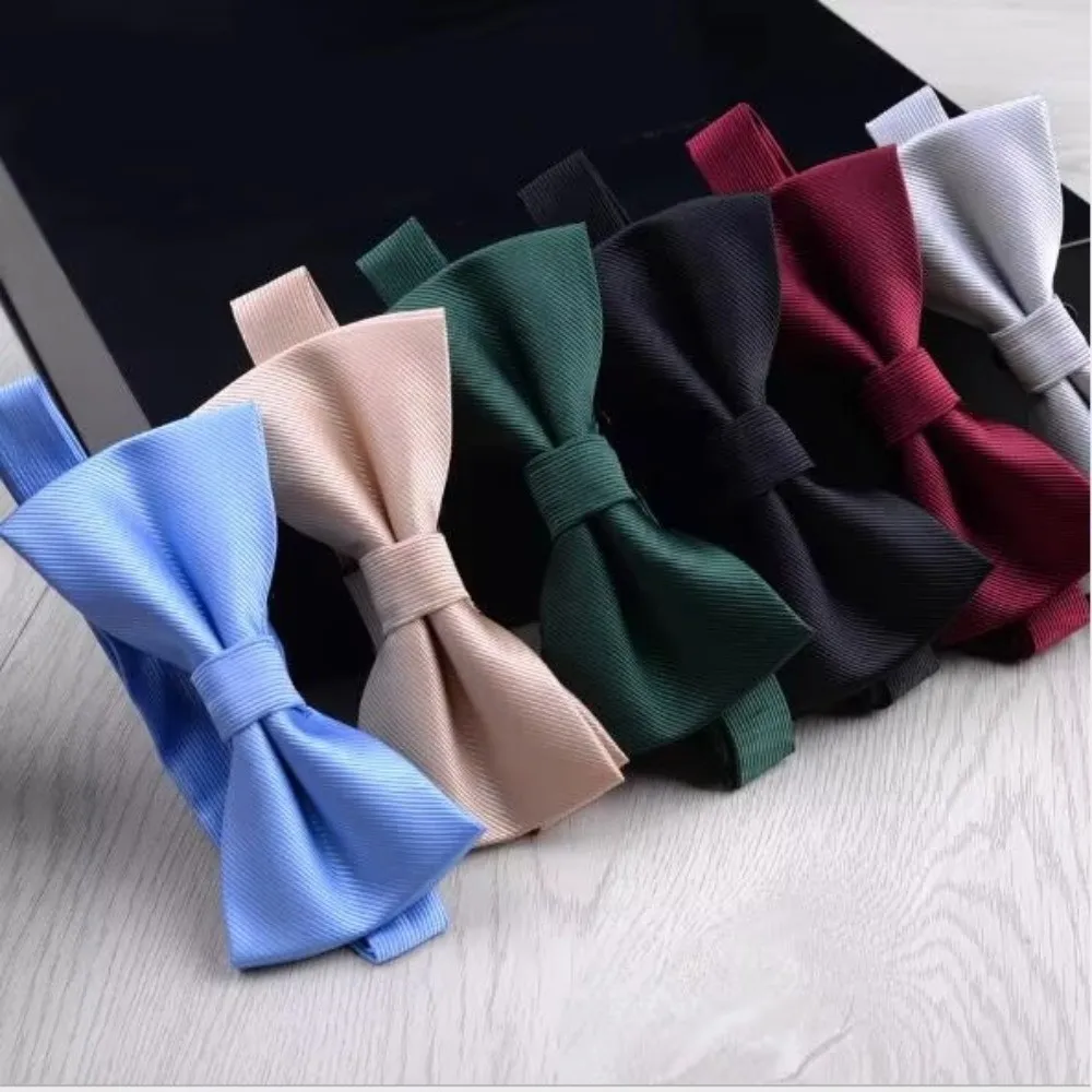 Fashion Solid Color Bowknot Bowtie Satin Adjustable Men Ties Slim Formal Classic Ties Bridegroom