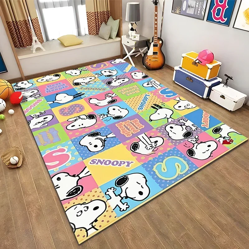 Cartoon Snoopy Dog Area Rug Carpet for Living Room Home Decor Large Area Rug Bedroom Floor Rug Non-slip Easy Washable Mat Gift