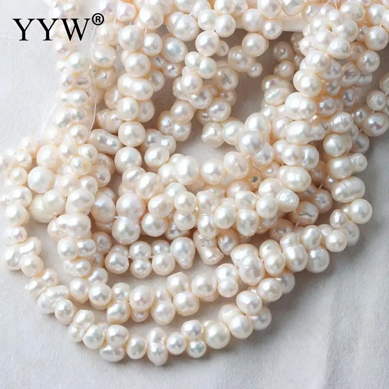 Natural Freshwater Pearls Loose Pearls Beads 9-10mm White Stacked Hole Zucchini Baroque Pearl DIY Material Jewelry Accessories