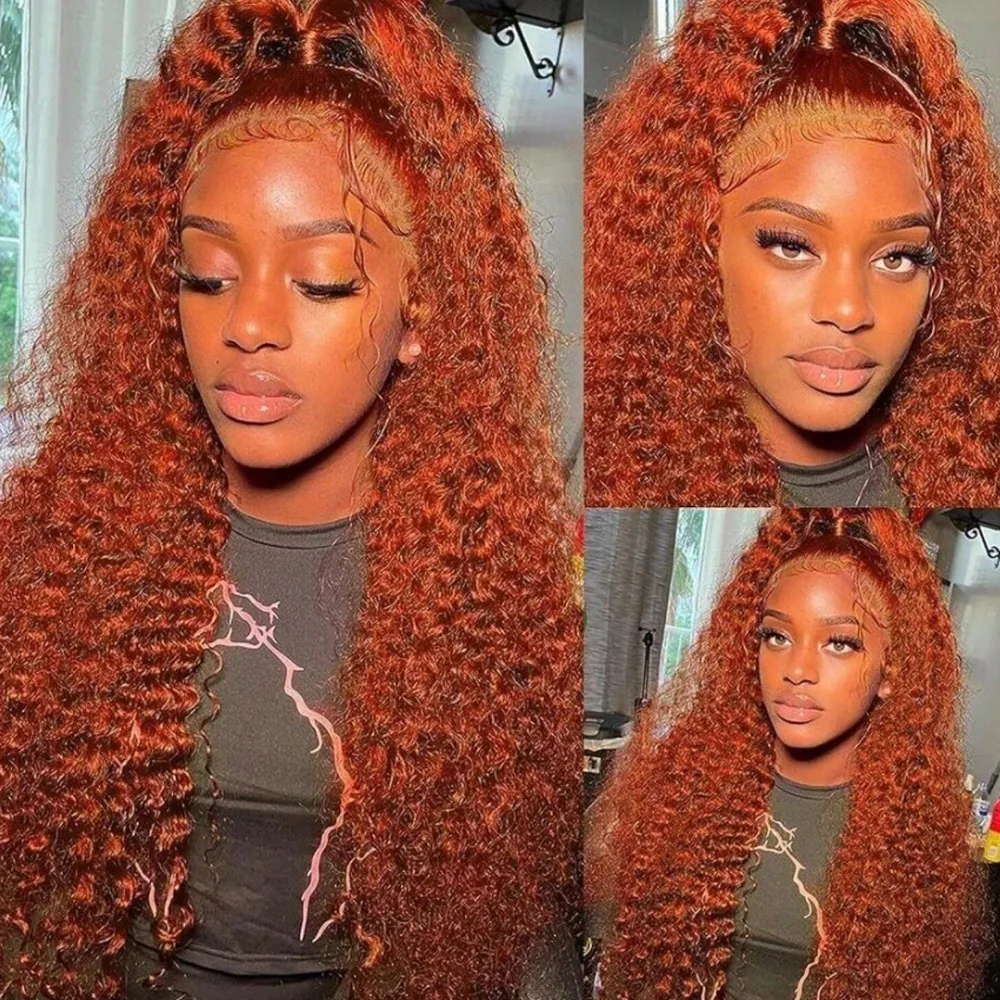 28 بوصة الزنجبيل البرتقالي 13x4 HD الدانتيل الشفاف الباروكة الأمامية للنساء 250% الكثافة مجعد الدانتيل الجبهة الباروكات الشعر البشري 350 #