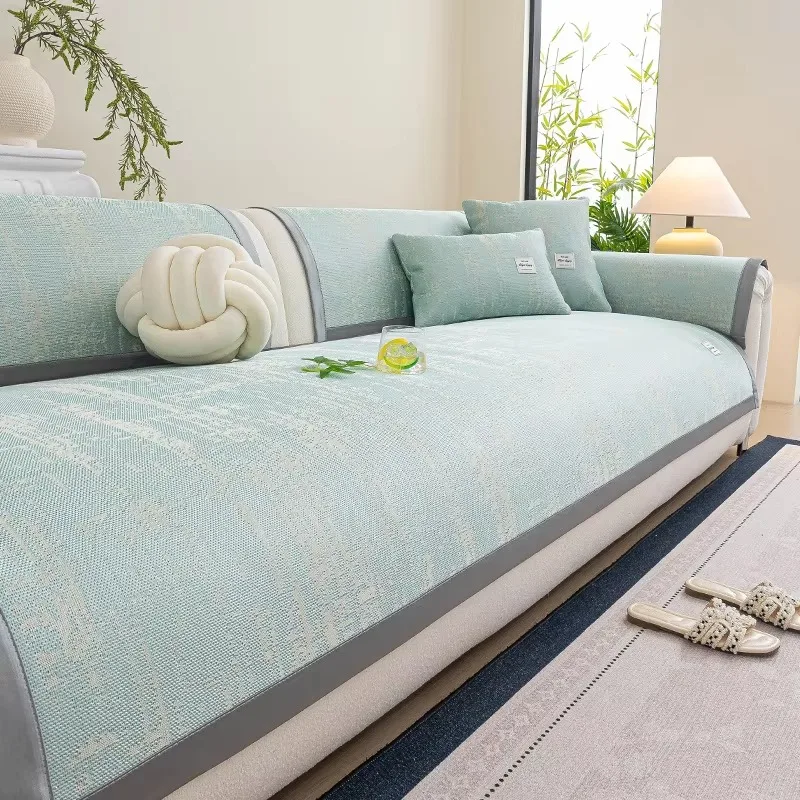 Honeycomb Breathable Ice Silky Sofa Cushion Cover, Summer Cooling Non-Slip Wear Resistant Couch Pad Modern Living Room Decor 1pc