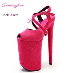 Dancingforce 9Inch/23cm Pole Dance Shoes Suede Platform Party High Heels Stripper Heel Shoes Women Modern Sandals