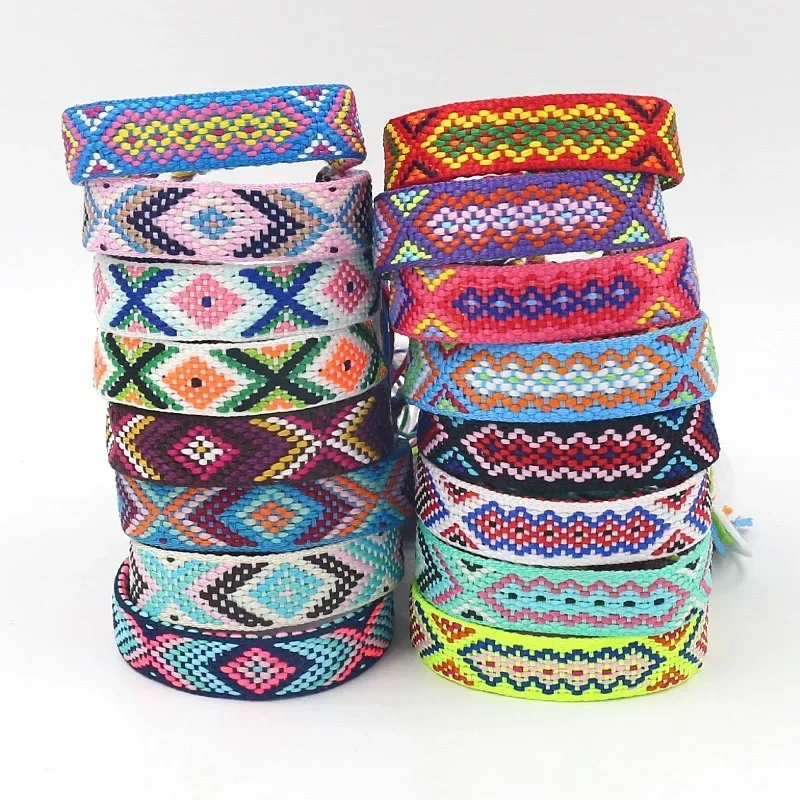 Bohemian National Style Handmade Woven Embroidery Bracelet For Women Lucky Rainbow Nepal Bracelet Hand Rope Fashion Jewelry Gift