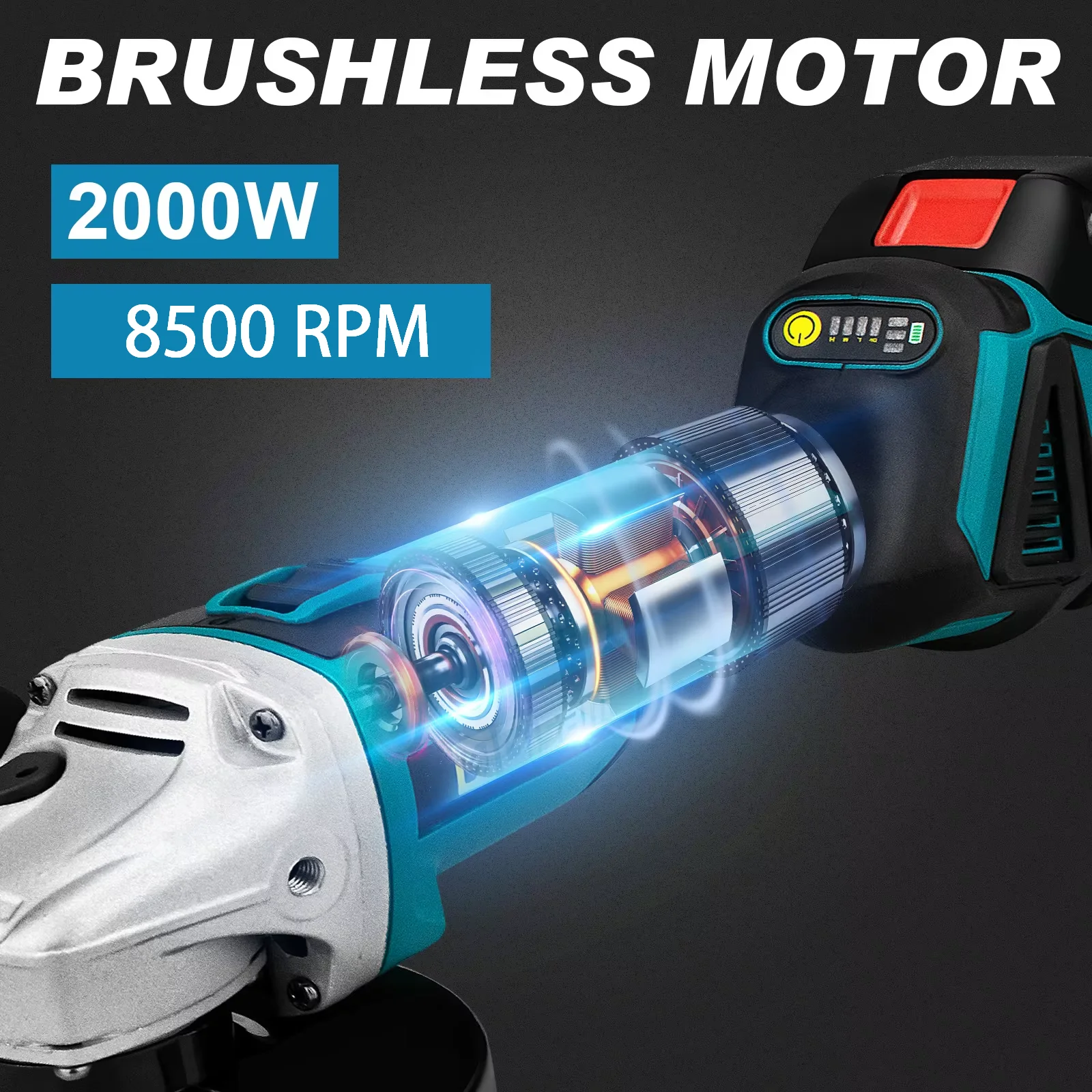 125mm M14 Brushless Angle Grinder Polishing Cutting Machine Cordless Electric Angle Grinder Power Tool for Makita 18V Battery