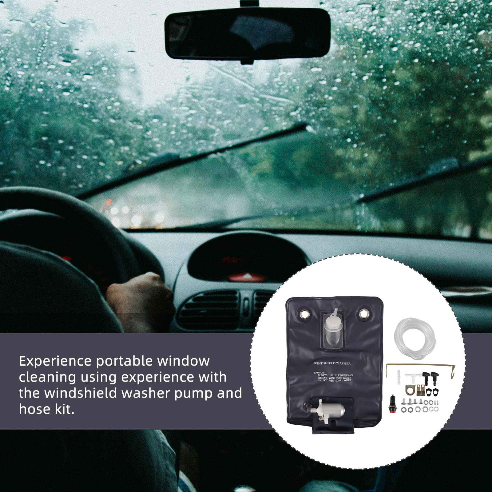 

Universal Windshield Washer Pump Tool Kit Hose Connectors Cleaning for Car Lightweight Durable Metal Plastic Construction