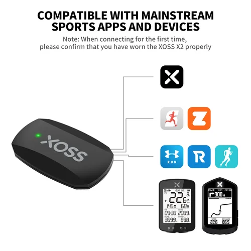 Imagen 2 del producto XOSS X2 Correa para el pecho Sensor de corazón Monitor HRM Bluetooth ANT + Sensor inalámbrico inteligente para bicicleta Salud Fitness para ciclismo, correr