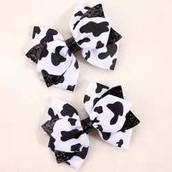 2pcs Cute Cow Pattern Hair Clips for Girls Fashionable Hair Accessories for Girls Kids Headwear Hair Pin Ideal Gift for Girls