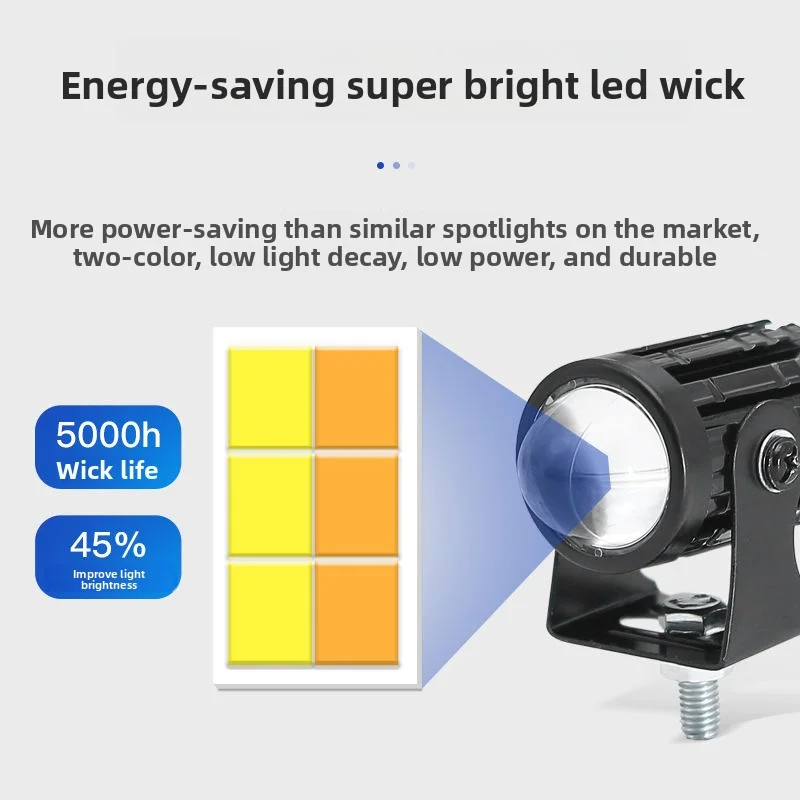 1PCS/2PCS 100W 30000LM Universal Motorcycle LED Headlight Dual Color ATV Scooter Driving Lamp Fog Light Auxiliary Spotlight Lamp