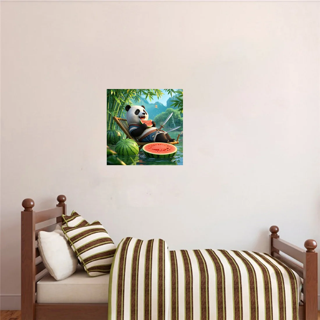 Three Ratels QHH127 Leisure Panda Hero Cartoon Wall Stickers for Children's Bedroom Decoration