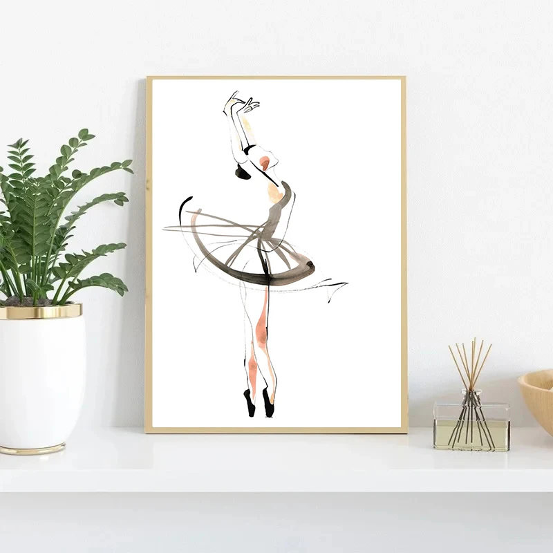 Watercolor Ballerina Dancer Abstract Posters Prints Canvas Painting Ballet Dance Wall Art Picture for Living Room Home Decor