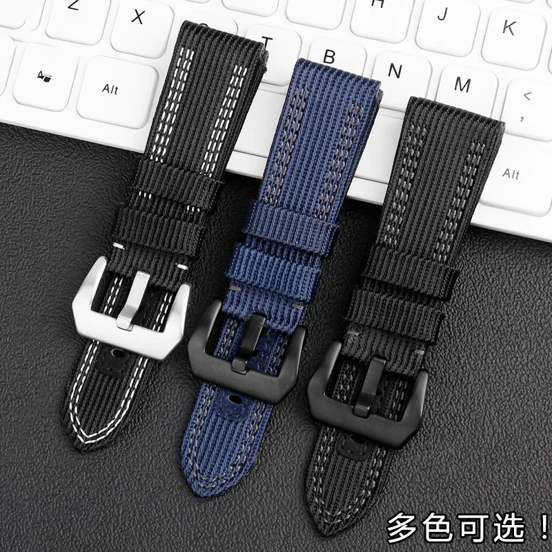 For Panerai Watch Strap Pam00984 00985 PAM111 PAM441 Stealth Nylon leather sole Bracelet Accessory 24 26mm large size for men