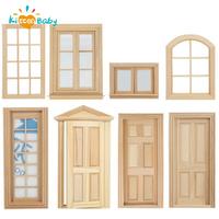 1/12 Dollhouse Miniature Door Window Frame Unpainted Doll Wood External Single Door Unpainted Diy Door