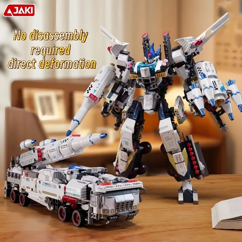 JAKI Military Transformation Mech Building Blocks Dragon Abyss Mars Rocket Vehicle Assembly Toy Ornament Exquisite Birthday Gift
