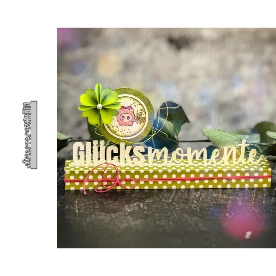 Neuankömmling Deutscher Phrase Glücksmomente Metall-Stanzformen für DIY Scrapbooking, Kartenherstellung, Schablonen, Fotoalbum