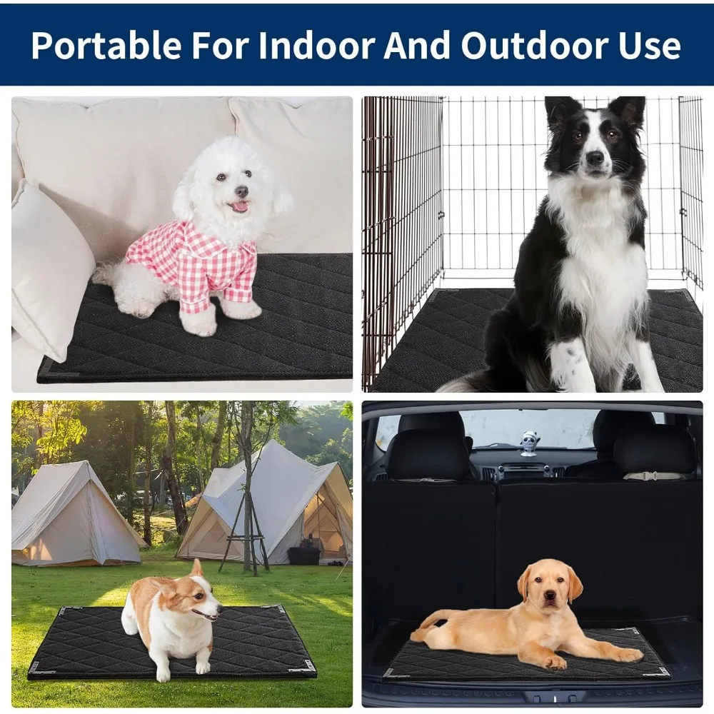 Chew-Proof Dog Bed with Metal Edges, Waterproof Kennel Pad for Medium Dogs, 35x22 Inches