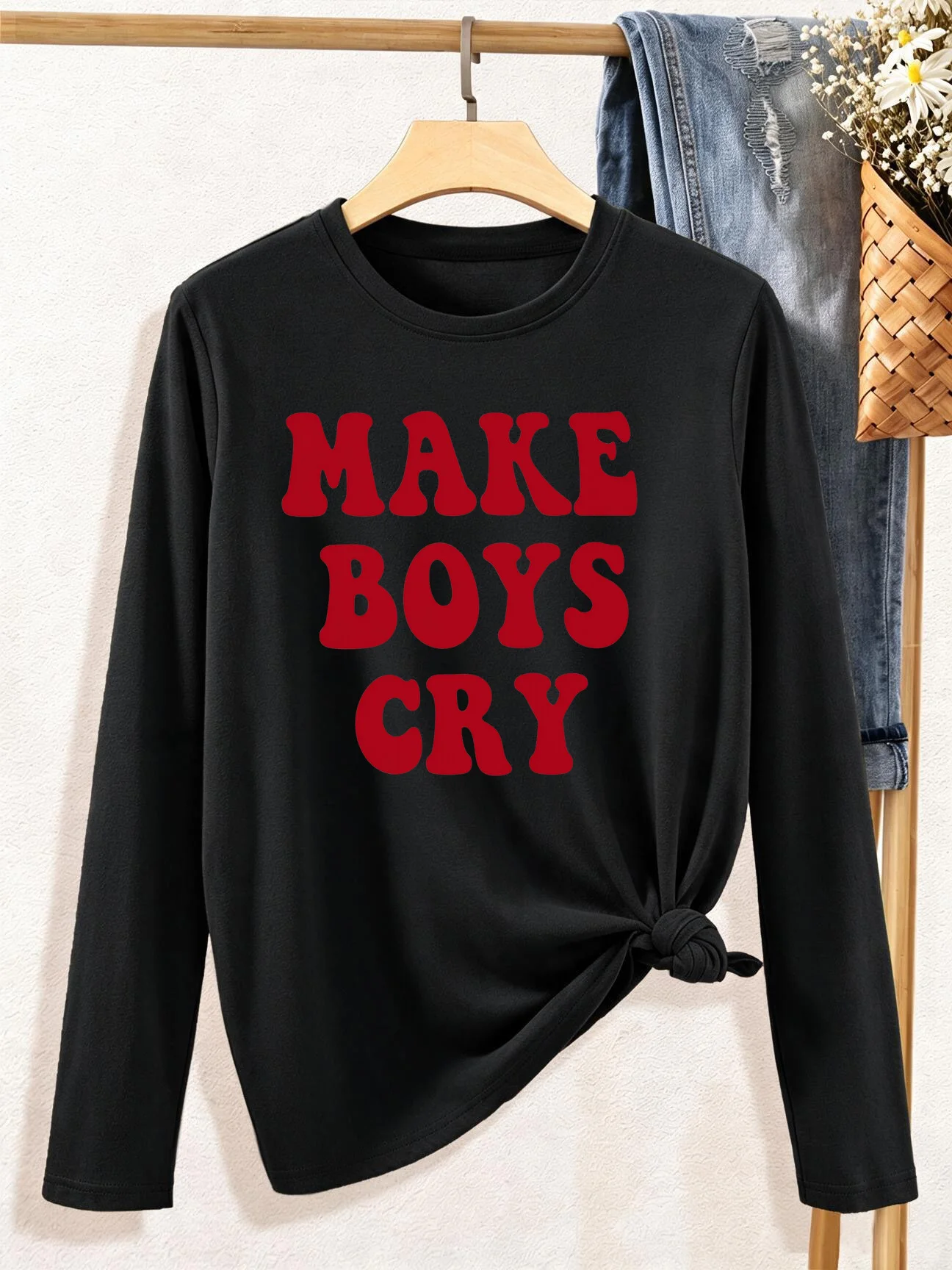Fashionable Interesting Graphic Print Tops Women's Graphic Long Sleeve Tshirt Vintage Casual T Shirt Clothes Streetwear Outfit